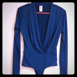 Blue long sleeves bodysuit